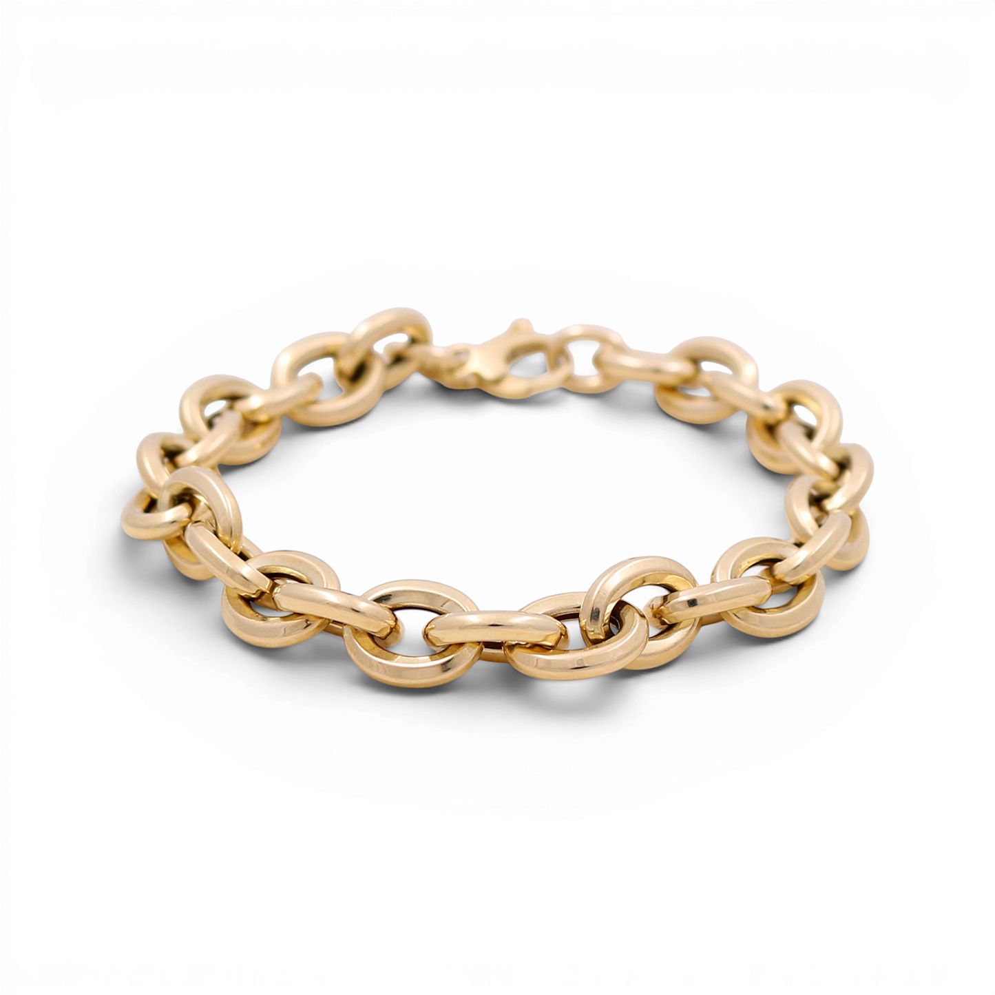 14K Yellow Gold Semisolid Fashion Women's Bracelet / Size: 9mm 7" / Weight: 8.9 GR