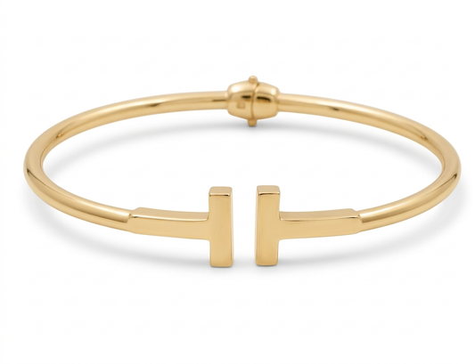 14K Yellow Gold SemiSolid Fashion Bangle Bracelet  / Weight: 7.2GR