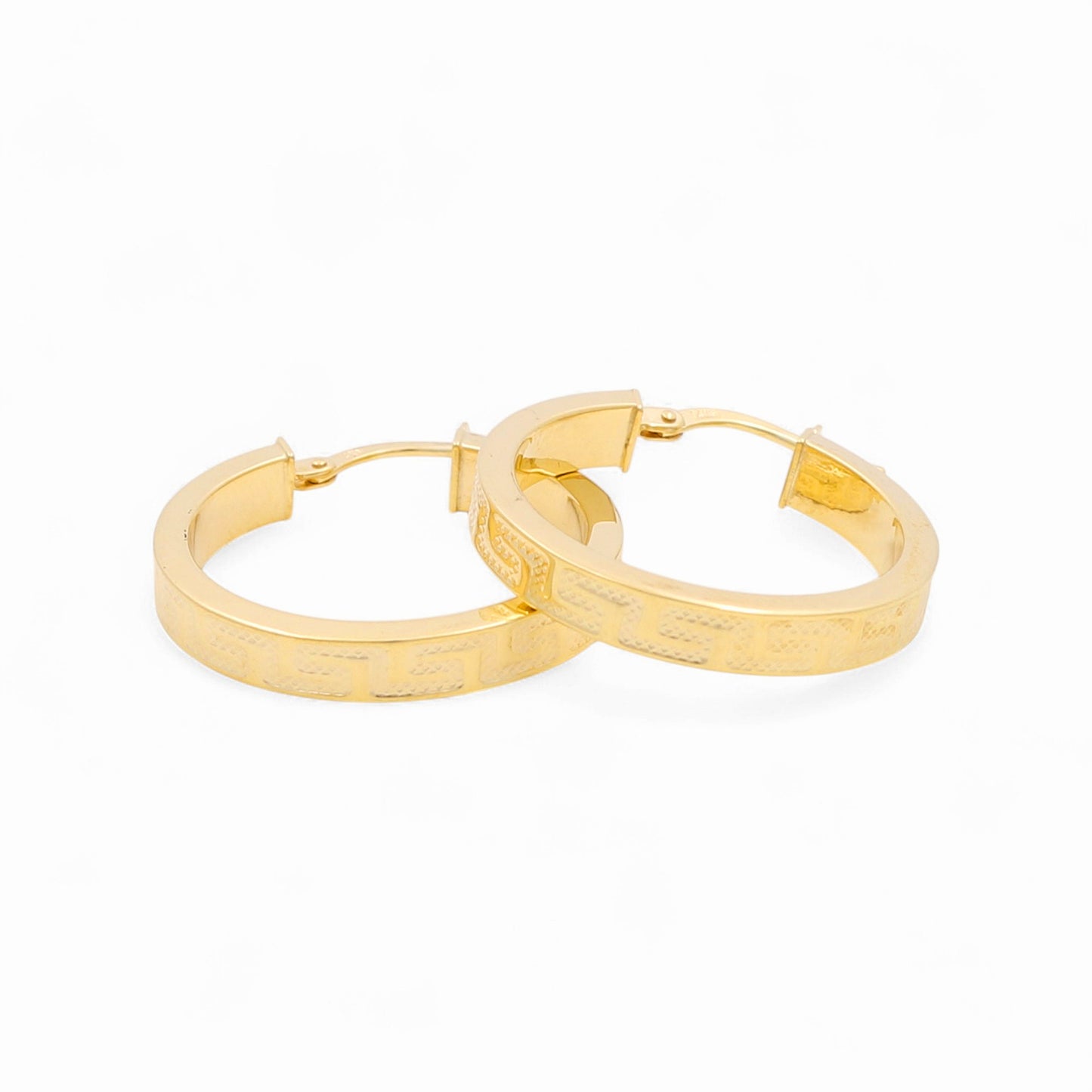 14K Yellow Gold Women's Greek Hoops Earrings / Size: 4mmx30mm / Weight: 3.4 GR / 240-00736