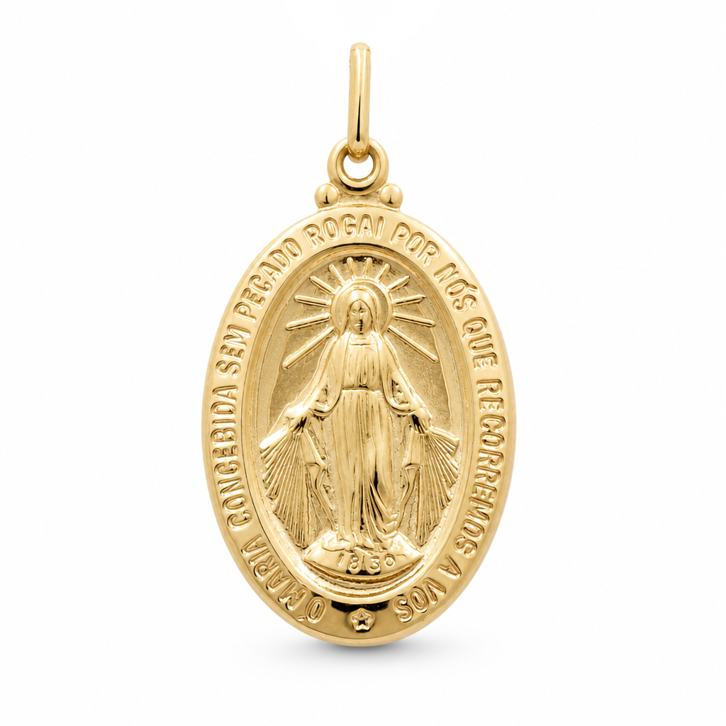 14K Yellow Gold Oval Medal of the Miraculous Virgin  / Weight: 2.3 GR / 152-00857