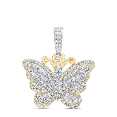 10k Yellow Gold  Butterfly Women's Pendant with Diamonds / Stone: 3
