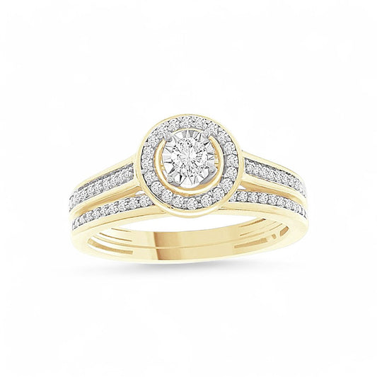 14K Yellow Gold Women's Diamon Bridal Ring Set 0.25Ct / Size 6/ 211846Y