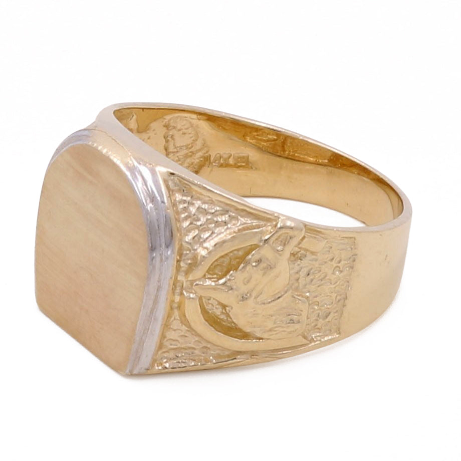 Anillo de moda para hombre en oro amarillo y blanco de 14 quilates / Talla 9,5 / Peso: 7,8 GR / CCMR4FS-3