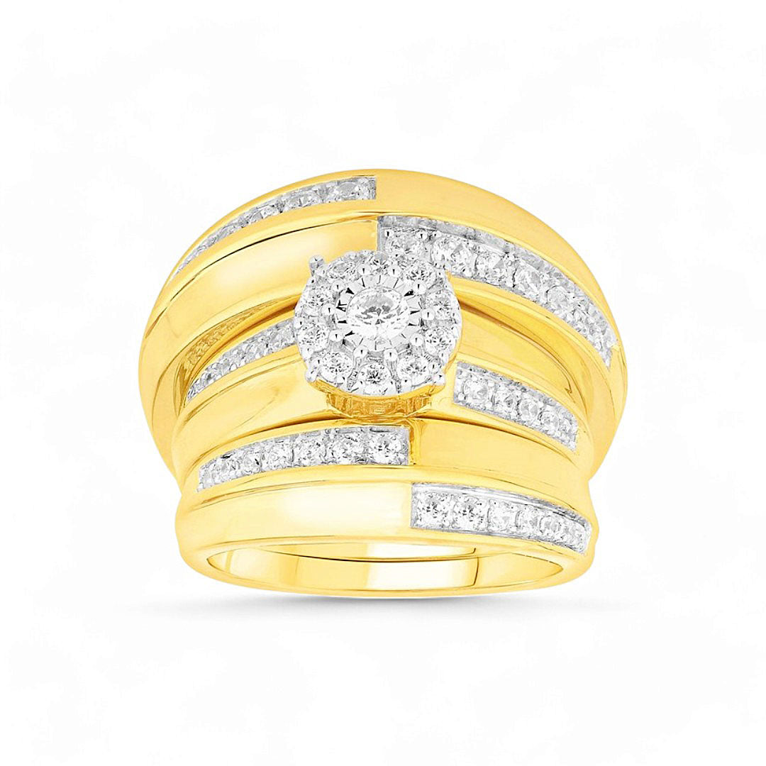 10K Yellow Gold Diamond Trio Set Ring / Stone: 1.00CT / Size: 6.5 y 9.5 / 210875Y