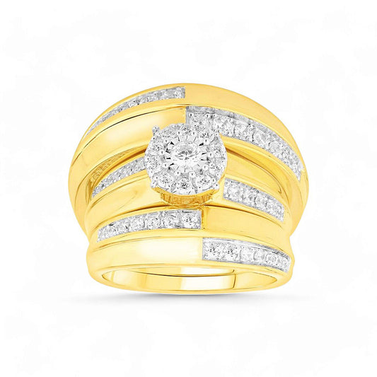 10K Yellow Gold Diamond Trio Set Ring / Stone: 1.00CT / Size: 6.5 y 9.5 / 210875Y