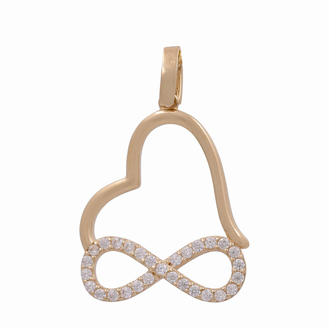 14K Yellow Gold Heart and Infinity Pendant/ Stone: CZ / Weight: 1.1 GR / DPPD4HR-2