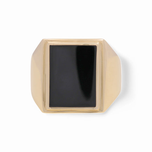 14K Yellow Fashion Men's Ring with Onyx / Size: 10 / Weight: 8.5 GR / KEEMR4FS-4