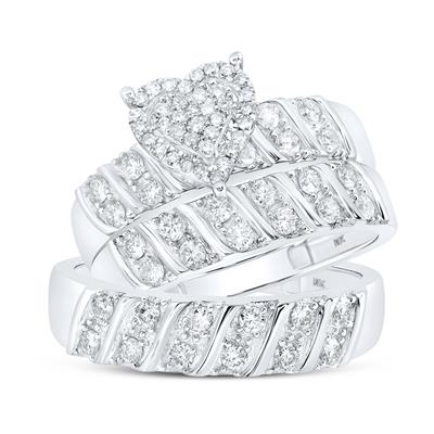 10k  White Gold Diamond Trio Set / Size: sz7 sz10  / 167224