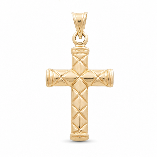 10K Yellow Gold Cross Pendant with Design / Weight: 1 GR