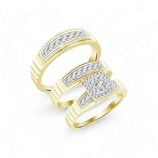 10K Yellow Gold Diamond Trio Set Ring / Stone: 0.75CT / Size: 7 & 10 / 229255Y