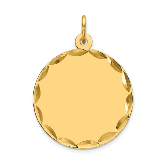 14K Yellow Gold Plain Medal Pendant  / Weight: 1.2gr / XM155/11