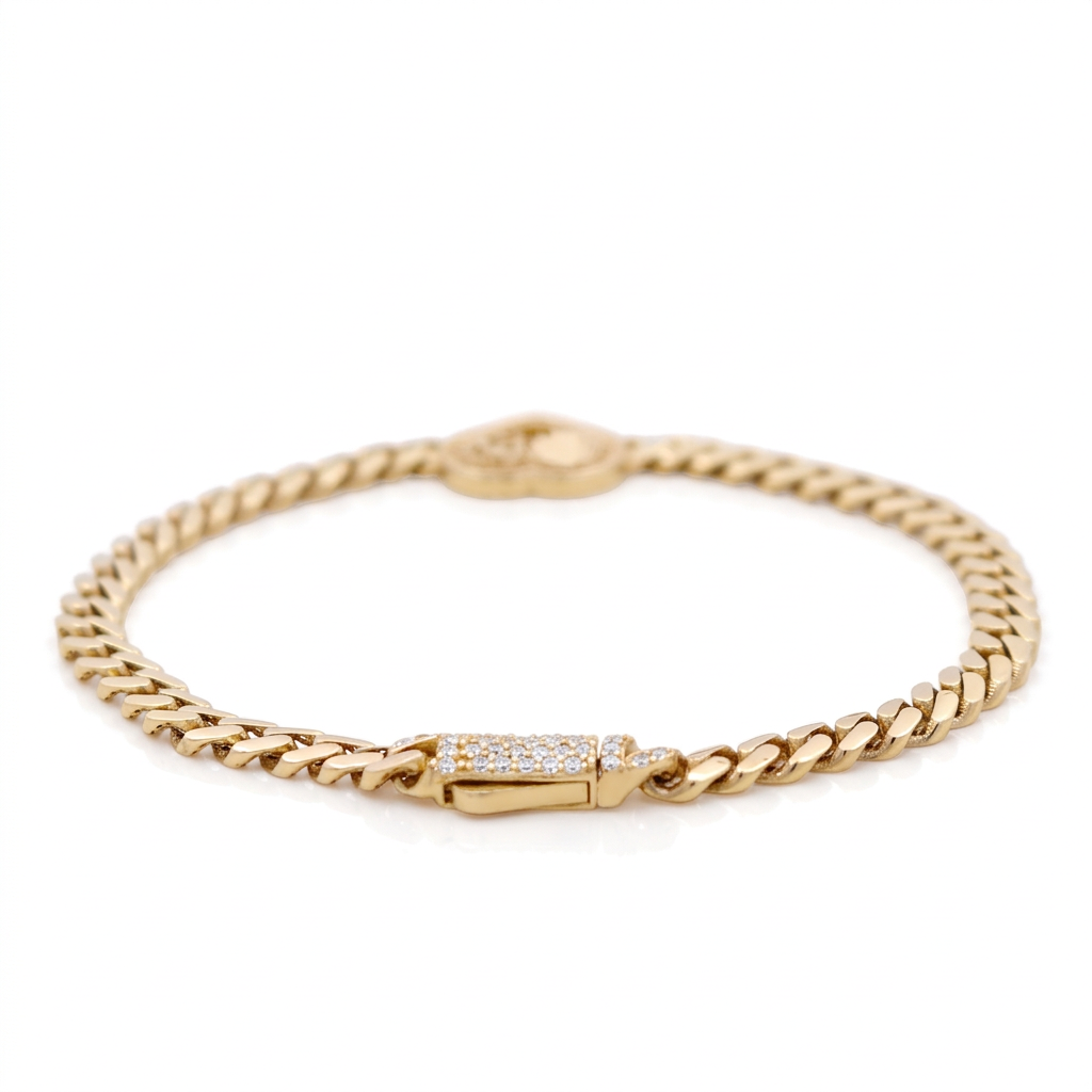 10K Yellow Gold Monaco Women's Bracelet with Quince / CZ / Size: 7" 4mm / Weight: 4.7 GR