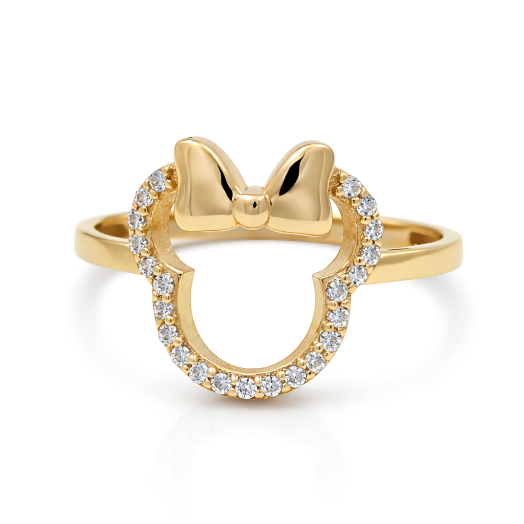 10K Yellow Gold Fashion Minnie Mouse Women's Ring with Cz  / Size: sz:8 / Weight: 1.4 GR / CQWR0MN