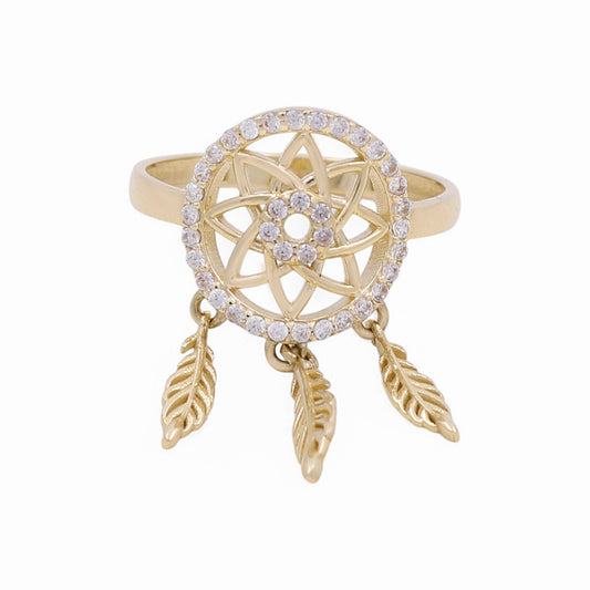 10K Yellow Gold Dream Catcher Women's Ring with CZ / Size: 8 / Weight: 2.6 GR / DPWR0FS-4
