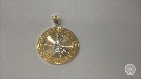 14K Yellow and White Gold San Lazaro Medal Pendant with Greek / Weight: 7 GR / CCAPDTT4SL