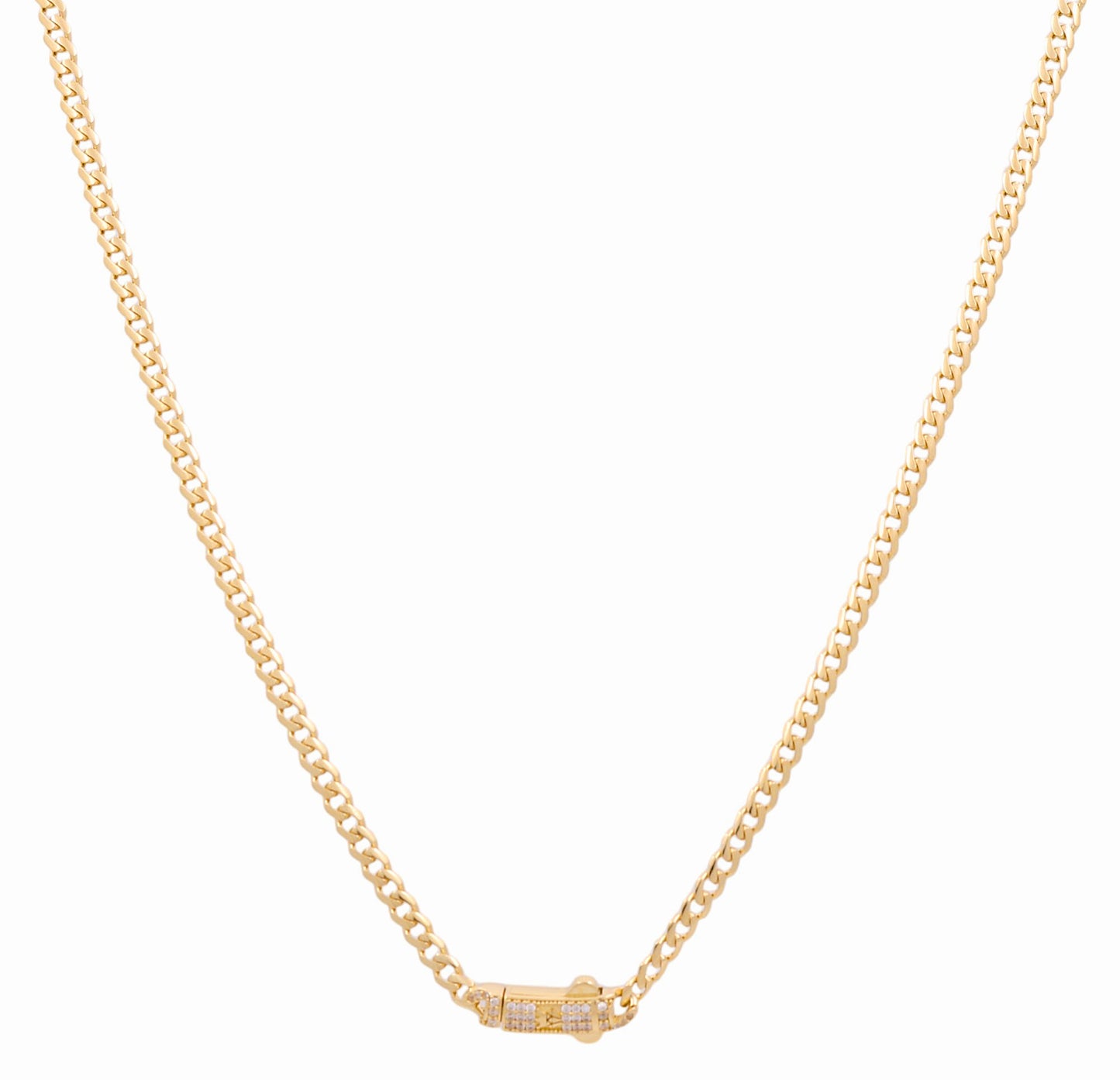 14K Yellow Gold Semisolid Monaco Chain / Size: 4mm 16" / Stone: Cz / Weight: 9.7 GR / MOCH4MON4-16