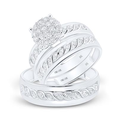 10k Yellow Gold Diamond Trio Set  / Size: sz7 sz10  / 113172