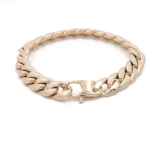 14K Yellow Gold Semisolid Cuban Link Men's Bracelet / Size:10mm 8" / Weight: 13.8 GR / CSMB4CL10-8