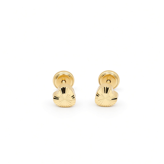 14K Yellow Gold Fashion Heart Stud Earrings / 6-472101P5