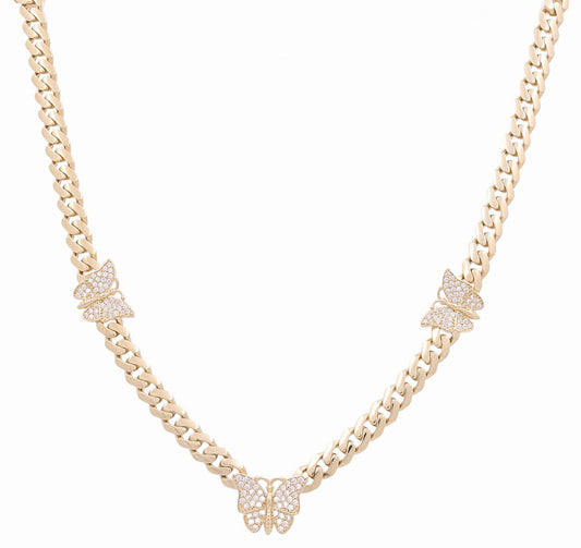 10K Yellow Gold Monaco Women's Necklace with Butterfly / CZ / Size:18"/ Weight: 26.6 GR/ DONK0MONBT