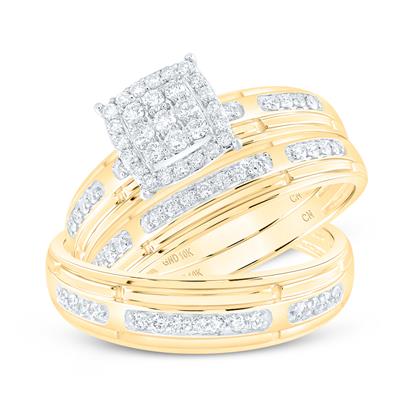 10k Yellow Gold Diamond Trio Set / Size: sz7 sz10 / 160673