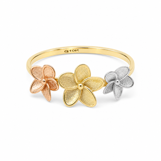 10K Yellow Gold Fashion Rose 3-Tone Women's Ring / Size:8 / Weight: 1.1 GR / DQWR3T0RS