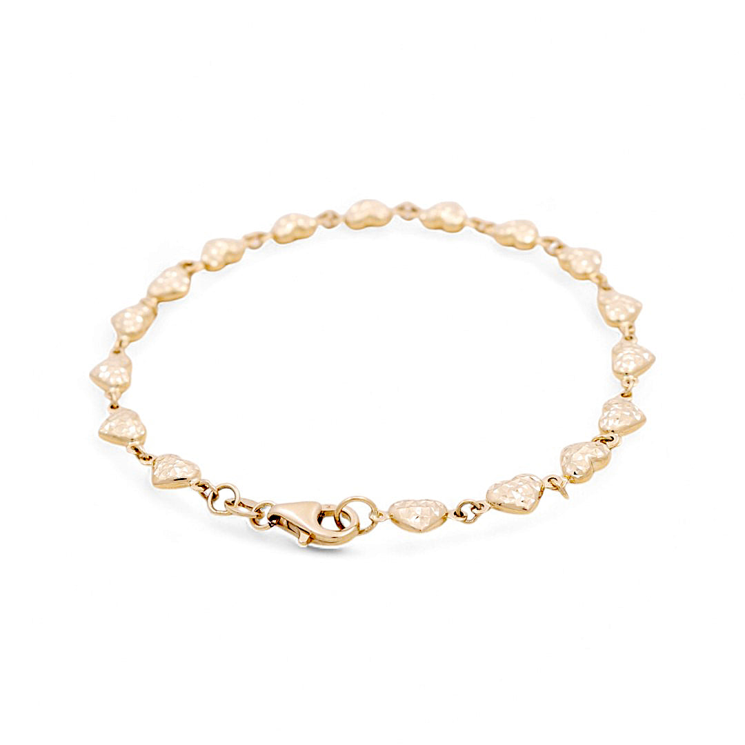 14K Yellow Gold Women's Heart Bracelet / Size: 7.5" / Weight: 3.4 GR / CCWB4HR-1