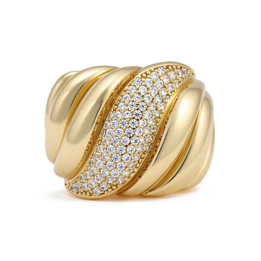 10K Yellow Gold Fashion Women's Ring with CZ / Size: 7 / Weight: 5.1 GR