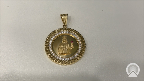 COPD4MDSB 14k C Cz Size Large Weight 8.6gr Santa Barbara Medal Pendant With Cz