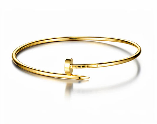 14K Yellow Gold Semisolid Nail Bangle Bracelet / Weight: 13.6GR / DOBB4NL-3