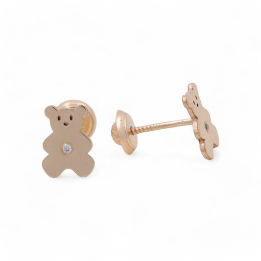 14k Yellow Gold Bear Stud Earrings With Cz / 6-A16501PS8