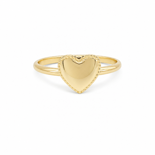 14K Yellow Gold Heart Women's Ring / Size: 9 / Weight: 1.8 GR / DQWR4HR-24