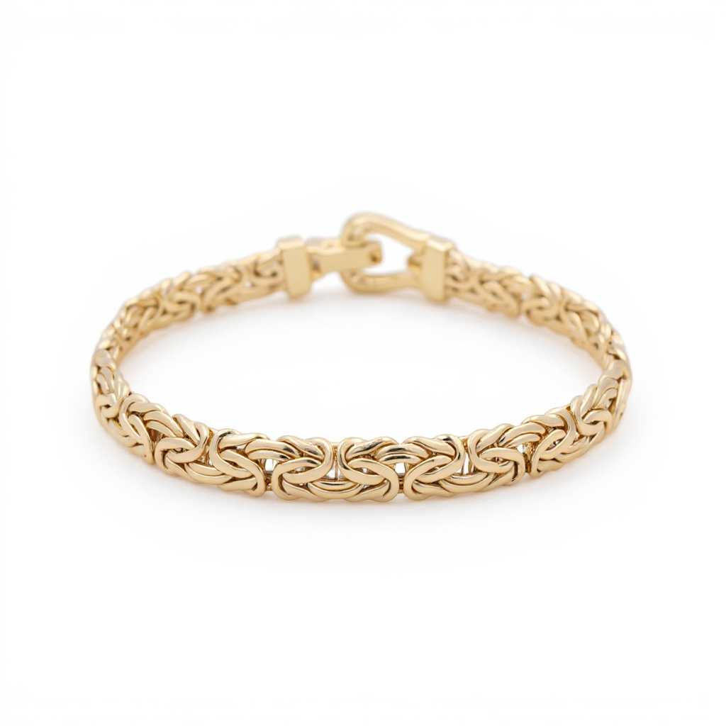 10K Yellow Gold Byzantine Link Bracelet with Cz / Size: 7.5" / Weight: 10.2 GR / P10B-342