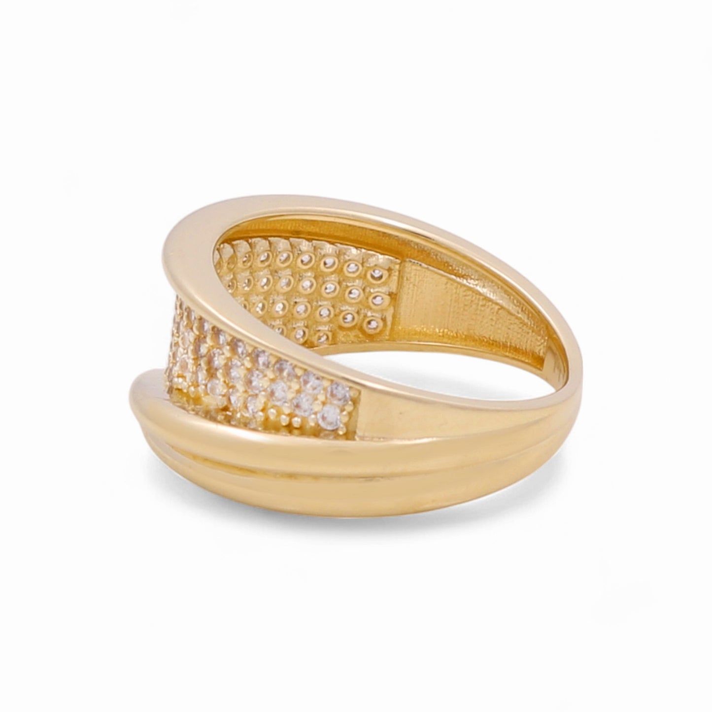 14K Yellow Gold Fashion Women's Ring with Cz / Size: 8 / Weight: 3.2 GR