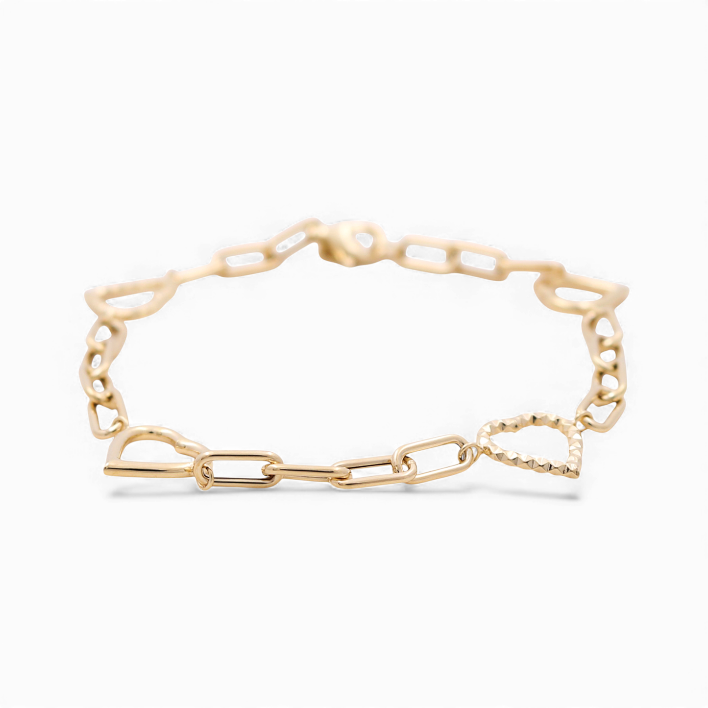 14K Yellow Gold Fancy Hearts Women's Bracelet / Size: 7" / Weight: 2.1 GR / ICWB4HR-2