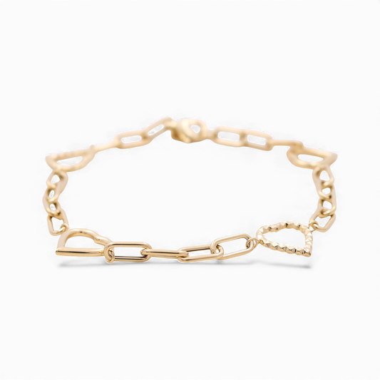 14K Yellow Gold Fancy Hearts Women's Bracelet / Size: 7" / Weight: 2.1 GR / ICWB4HR-2