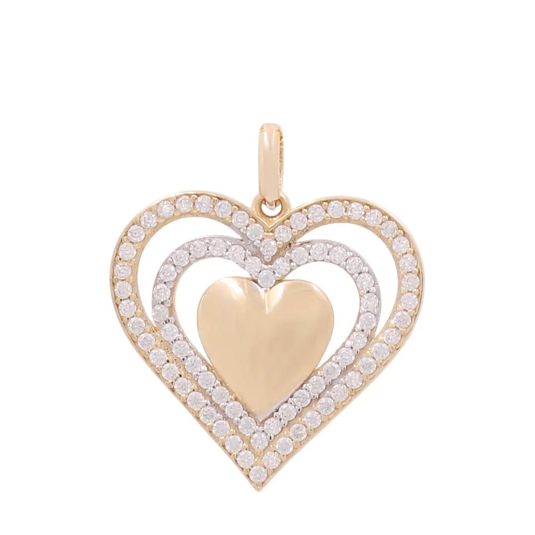 Yellow Gold 14k Heart Pendant With CZ / Weight: 2.8 GR