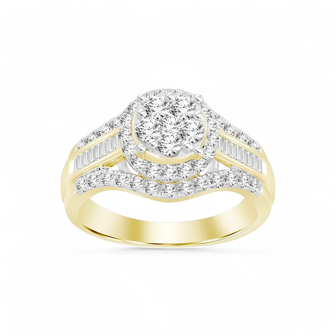 10K Yellow Gold Diamon Trio Set Ring 1.0Ct / Size 9-6.5 / 223012Y