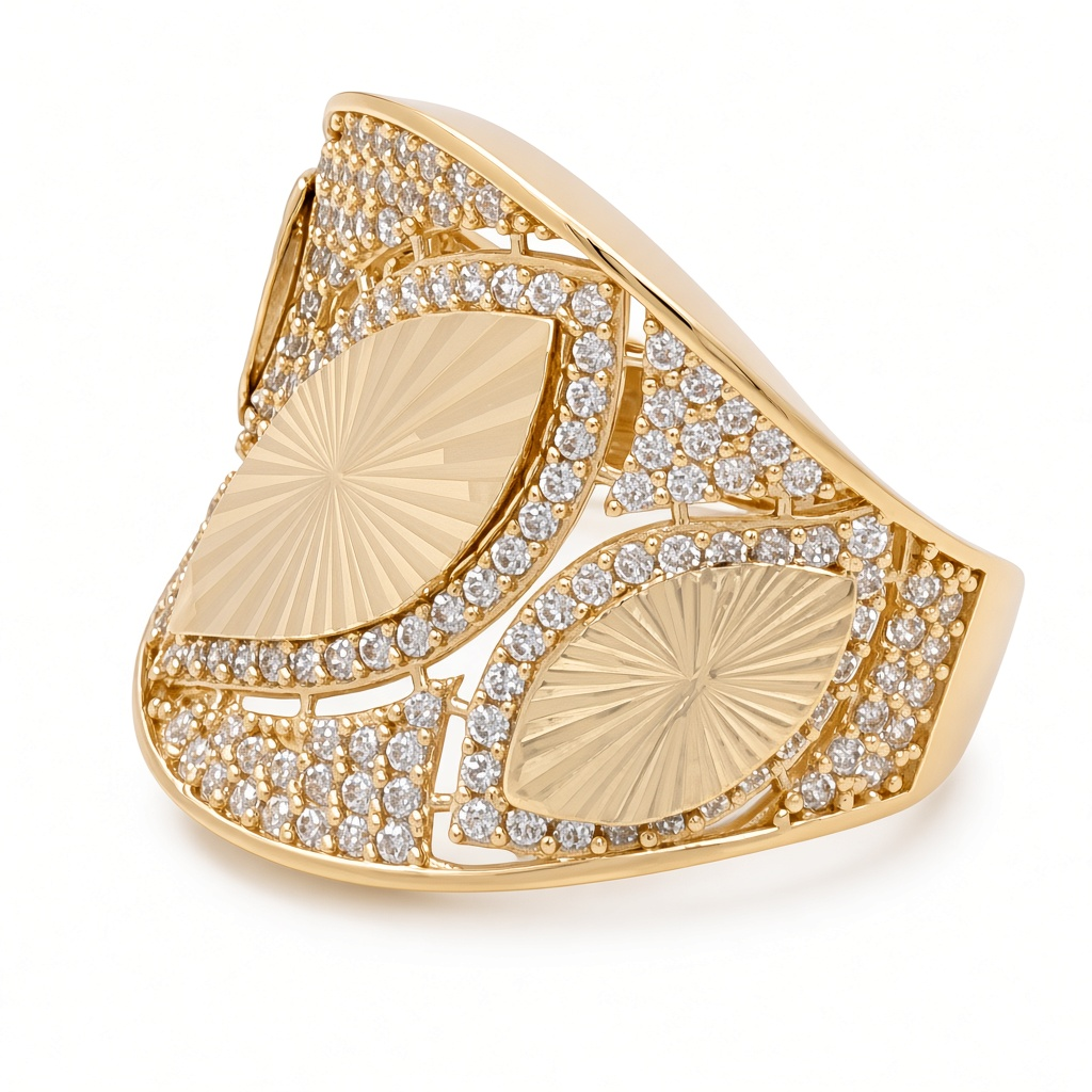 Anillo de moda para mujer de oro amarillo 14K / Zirconia / Talla 7 / Peso: 5.6 GR / COWR4FS-47