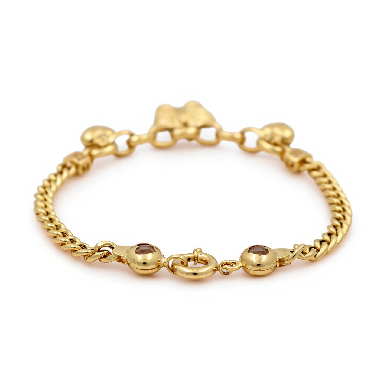 14K Yellow Gold Fashion Women's Bracelet with Hanging Butterfly and Hearts / Size: 7.5" / Weight: 7.6 GR / DOWB4BFHR
