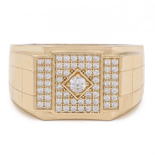 COMR4RCTCZ-2 14k C Cz Size 11sz Weight 13.5gr  Rectangular Mens Ring with Cz