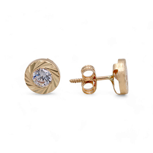 14k Yellow Gold Stud Earrings With Cz / 6-452401PS4