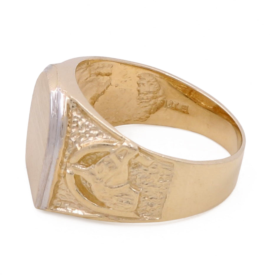 Anillo de moda para hombre en oro amarillo y blanco de 14 quilates / Talla 9,5 / Peso: 7,8 GR / CCMR4FS-3
