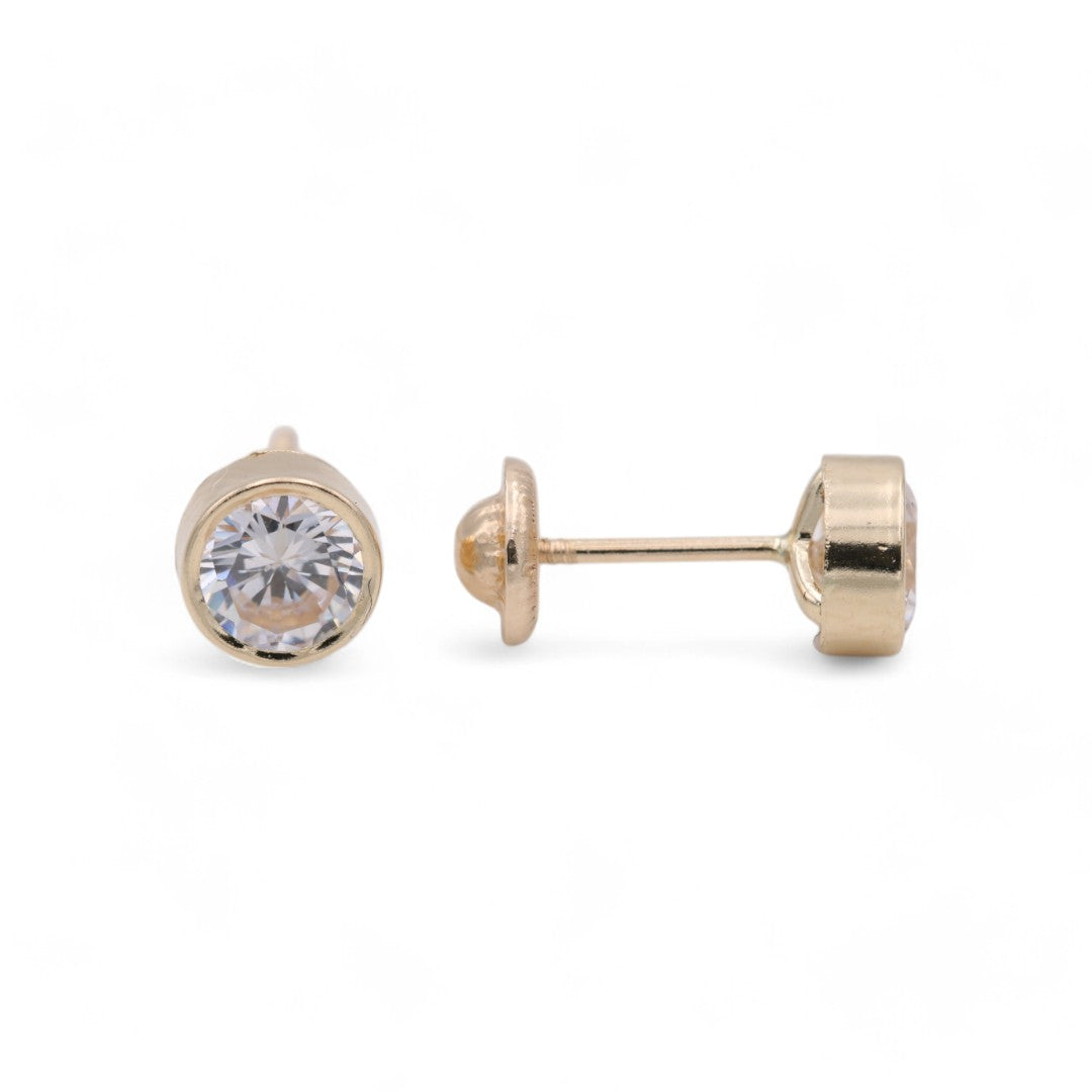 14k Yellow Gold Stud Earrings With Cz / 6-CH-R-5