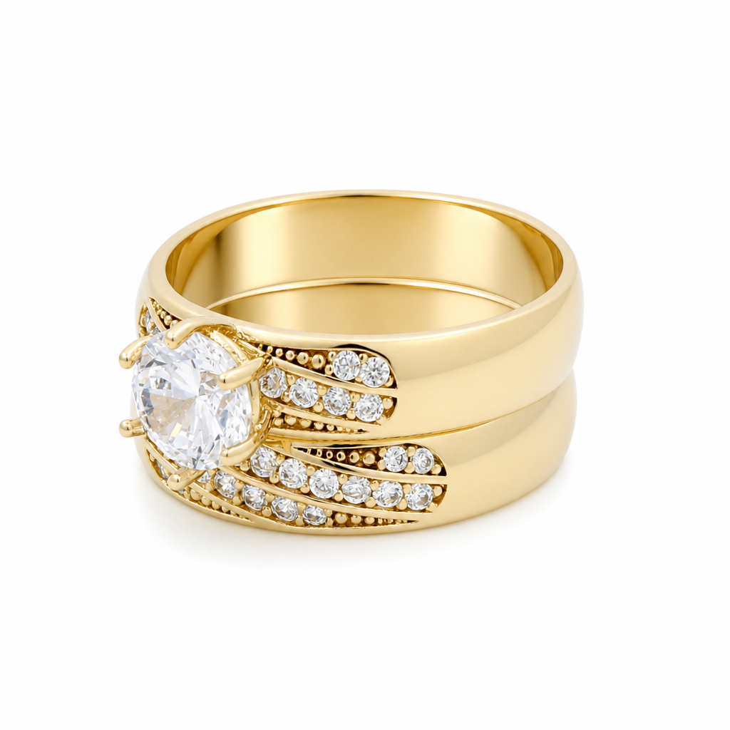 14K Yellow Gold Women’s Bridal Set / Stone: Cz / Size: 7.5 / Weight: 4.2 GR