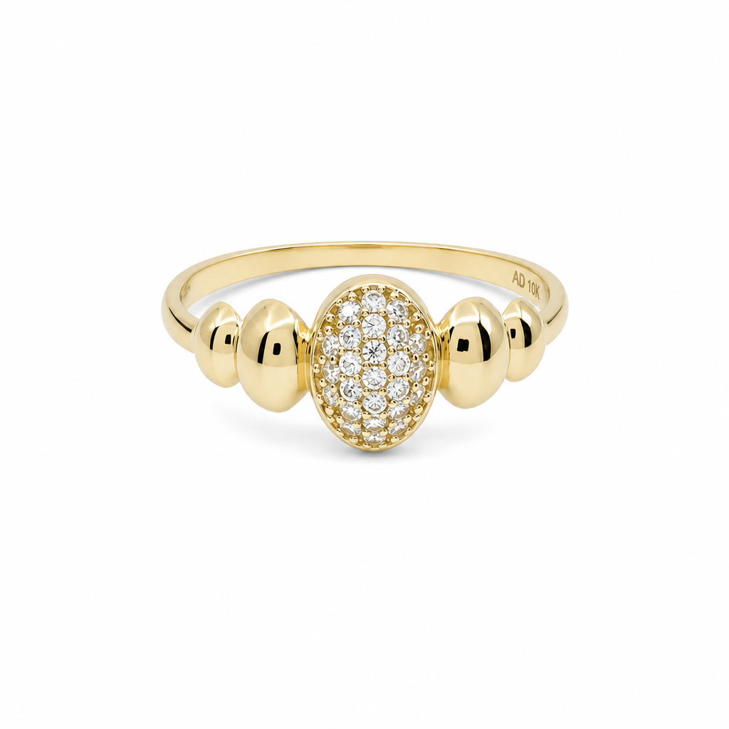 10K Yellow Gold Fashion Women's Ring with Cz Stone / Size: 7 / Weight: 1.3 GR / P53R-609