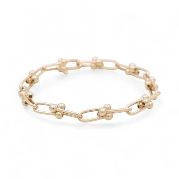 14K Yellow Gold Fashion TT Women's Bracelet / Size: 7.5" / Weight: 6.6 GR / CLBWB4TT