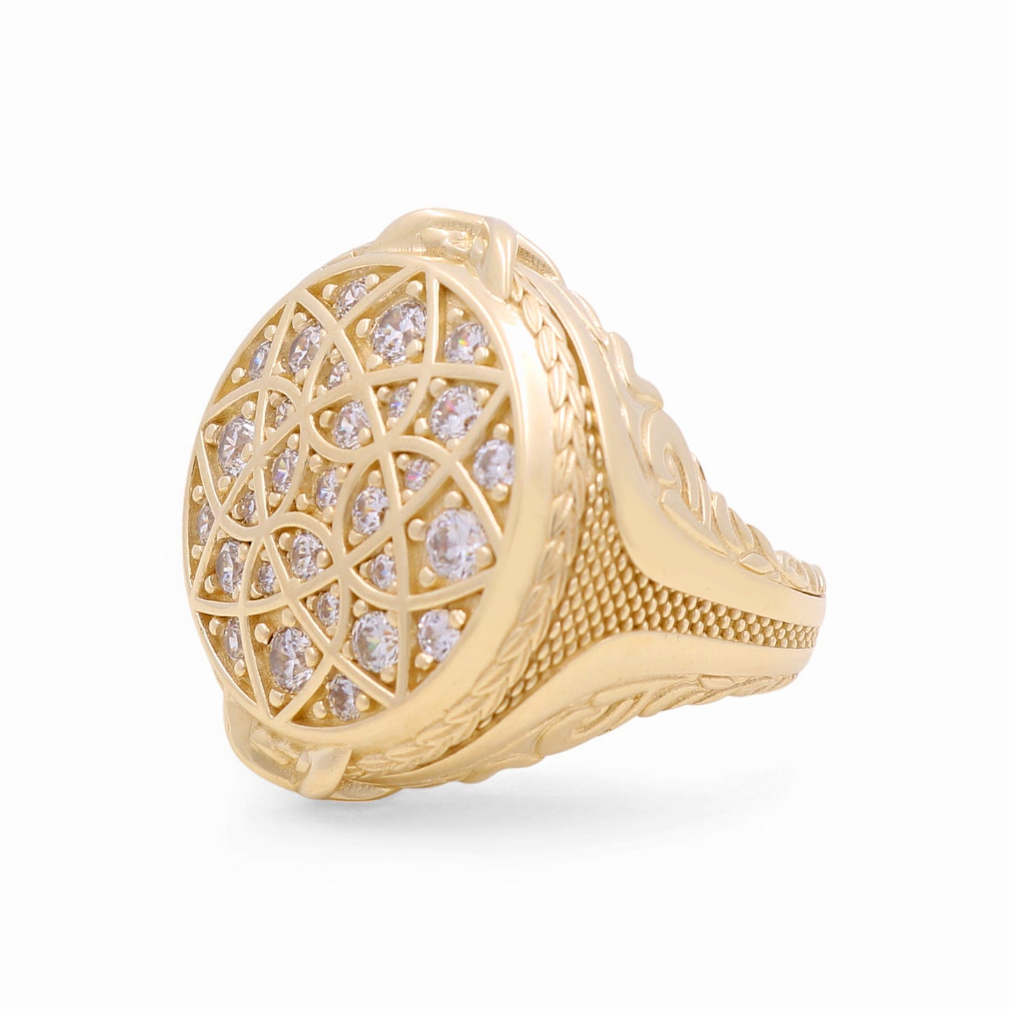 14K Yellow Gold Rosetta RD Style Men's Ring with CZ / Size: 12.5 / Weight: 15.1 GR / CPMR4FS-11