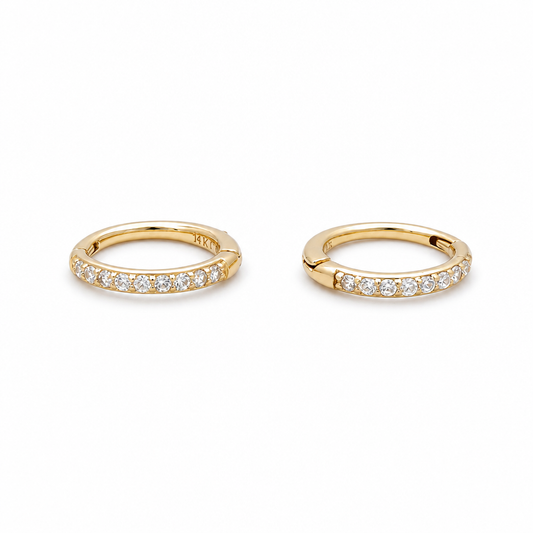 14K Yellow Gold Small Hoops Earrings with Cz / Size: Small / CK1-1