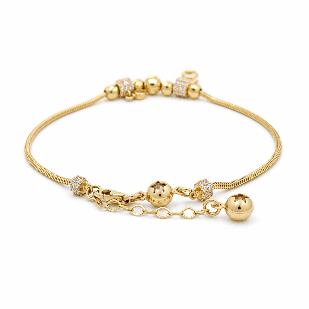 14k Yellow Gold Fashion Women's Bracelet with Infinity and Cz / Size: 7.5" / Weight: 5.5 GR / CCFWB4IF